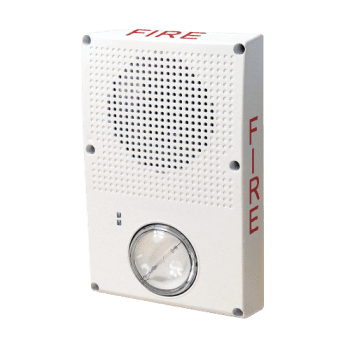 WG4WF-HVMHC KIDDE COMMERCIAL Outdoor Rated Wall/Ceiling Horn/Strobe WHITE w/FIRE marking High Output Strobe Clear Lens Note: Model 449 electrical box required for waterproof applications