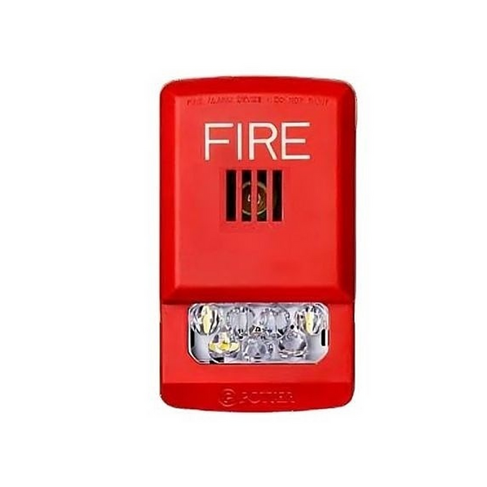 PE-HSR POTTER 4871006 Horn strobe LED wall red FIRE clear lens 15/30/75/110/135/185 cd 24V indoor
