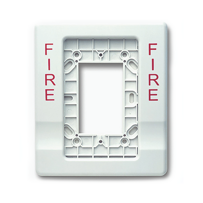 EG1T-FIRE EDWARDS Trim Plate for Wall Mt Horn/Strobes 1-Gang to 4"" Box Marked ""Fire"" White