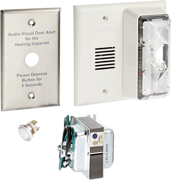 Edwards 7005-G5 Call for assistance kit. Incl 24V AC 6536-G5 horn/strobe, 620 push button, 147-10 mtg plate, and 592 transformer. Horn is 82 dBA at 10 ft. Momentary switch